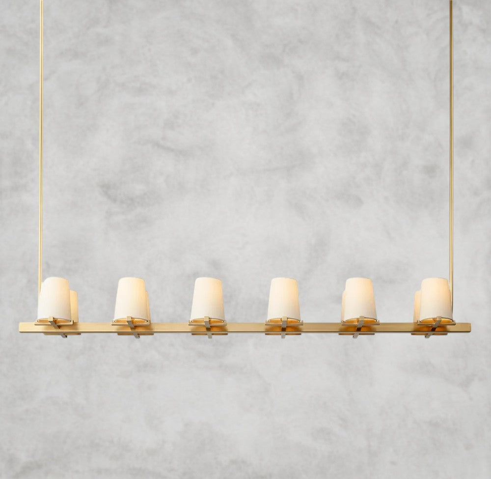Pauillac Fabric Shade Linear Chandelier 49", 60"